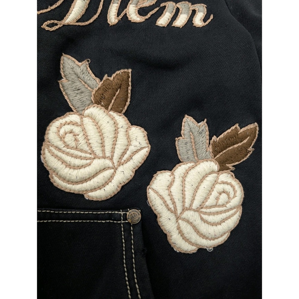 Y2K Limited Miss Me Le lotus Bleu Embroidered Distressed Skull Full Zip Hoodie M - Picture 11 of 14